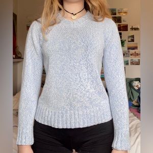 Baby blue hand knitted sweater fits like a women’s small